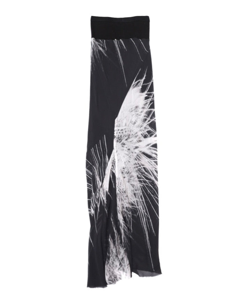 2010ss RICK OWENS PATTERNED SILK LONG SKIRTS