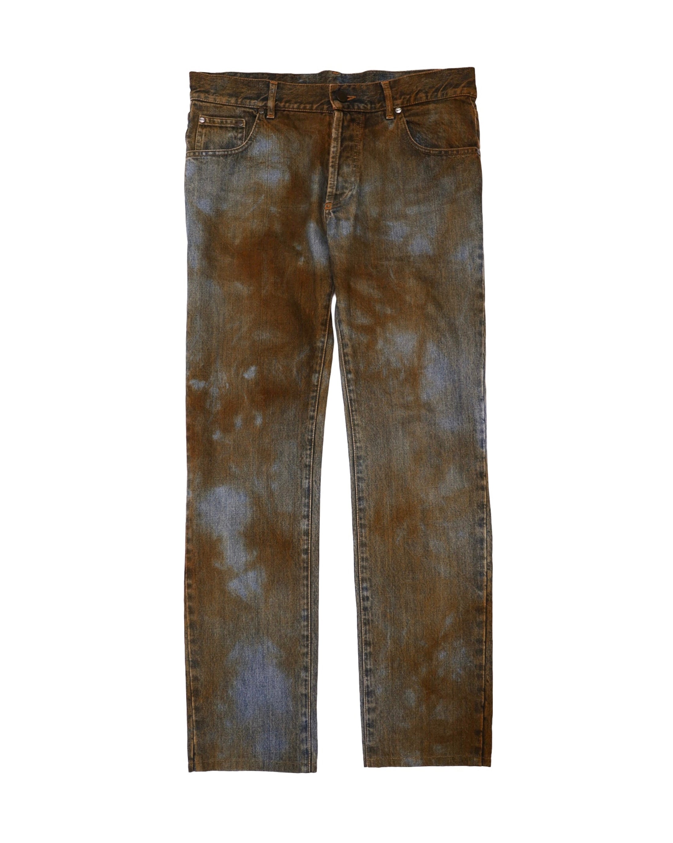 ALEXANDER MCQUEEN RUST PAINTING DENIM PANTS