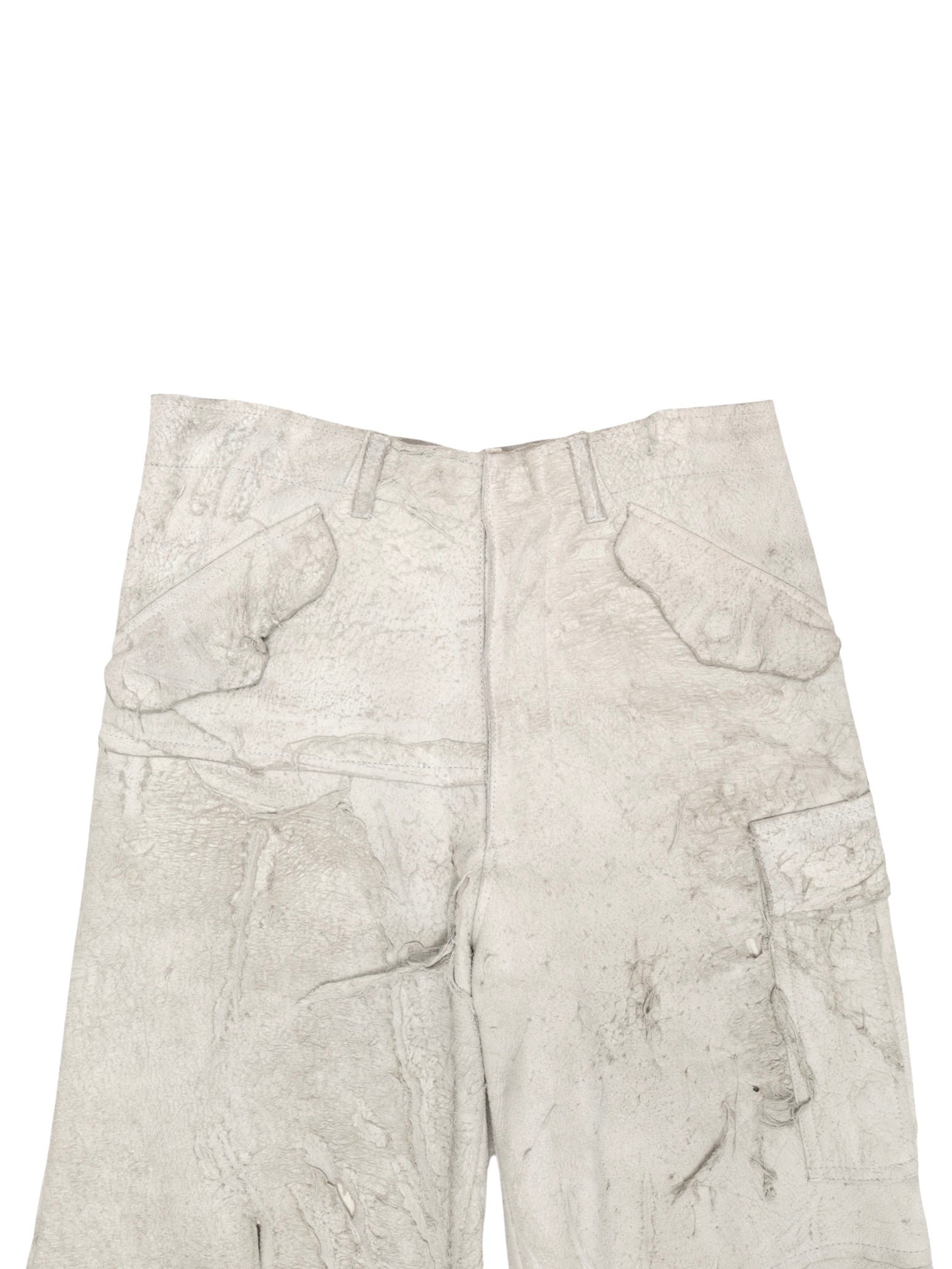TRICOT COMME des GARCONS DESTROYED LEATHER HALF PANTS