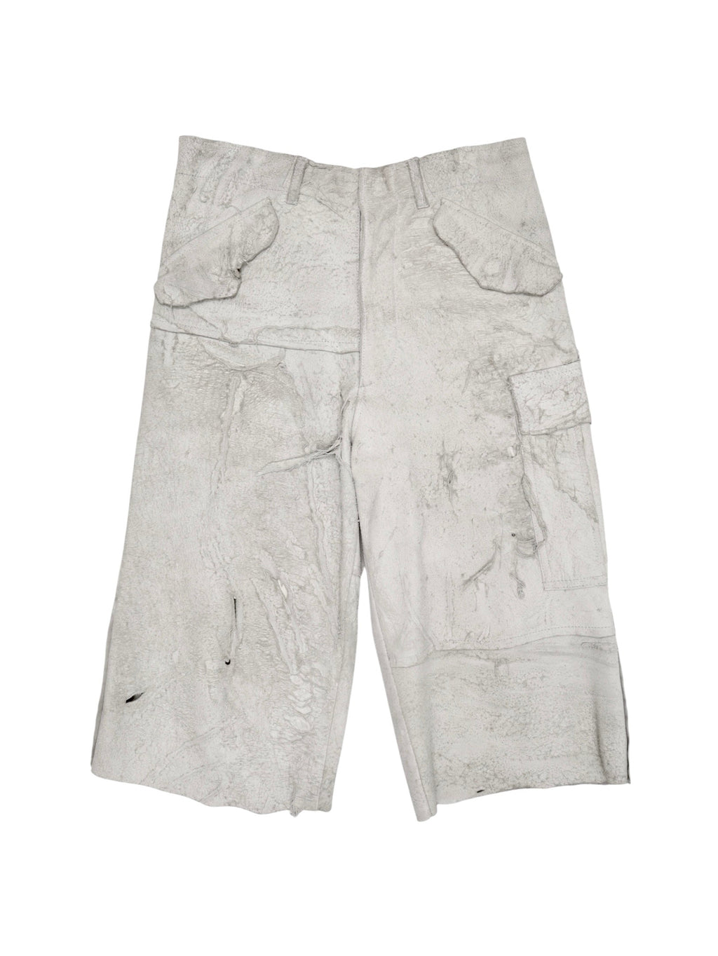 TRICOT COMME des GARCONS DESTROYED LEATHER HALF PANTS