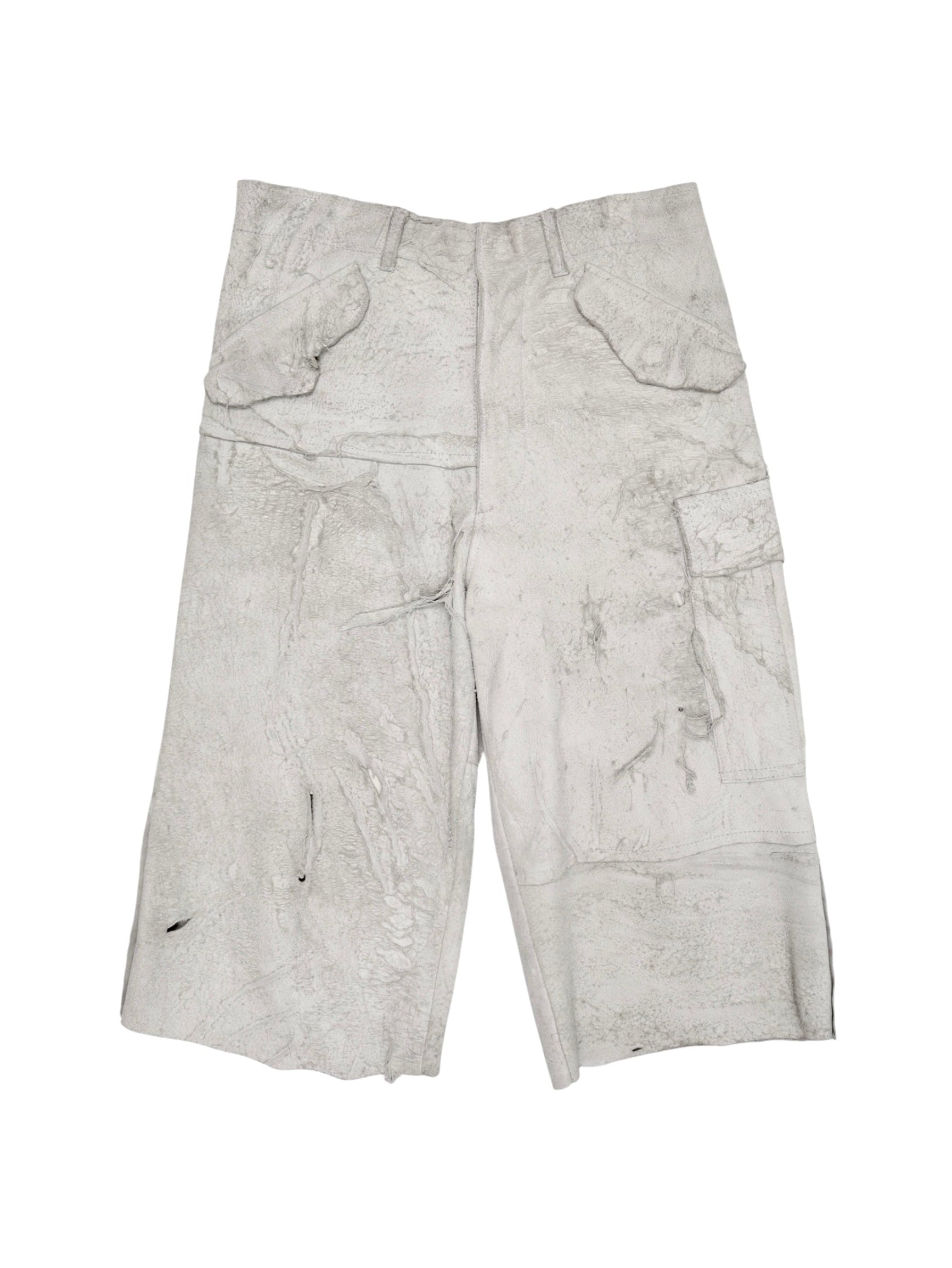 TRICOT COMME des GARCONS DESTROYED LEATHER HALF PANTS