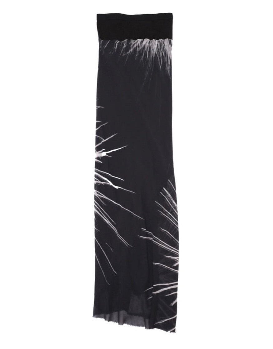 2010ss RICK OWENS PATTERNED SILK LONG SKIRTS