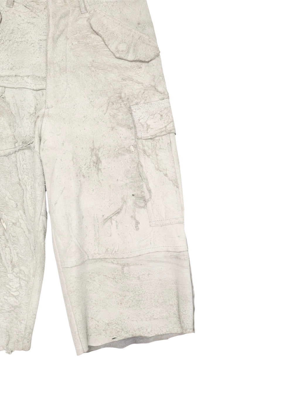 TRICOT COMME des GARCONS DESTROYED LEATHER HALF PANTS